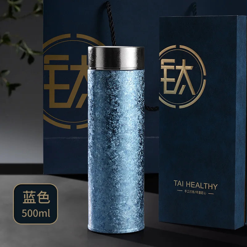 500ML Pure Titanium Thermal Mug Double Wall Vacuum Large Capacity Insulated Cup Office Home Tumbler Outdoor Water Bottle Gifts