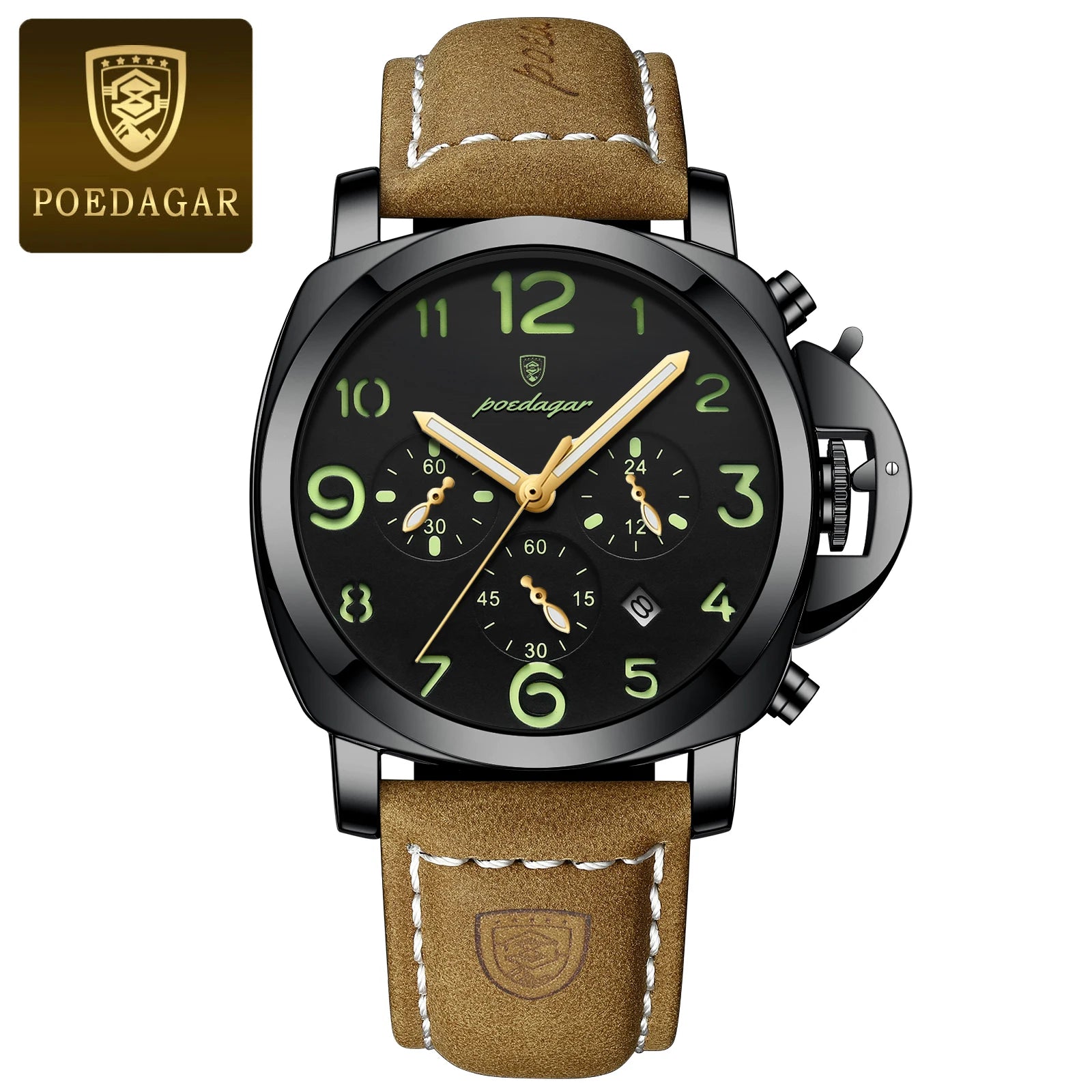 POEDAGAR Luxury Military Watch For Men Waterproof Luminous Leather Man Watch Quartz High Quality Men's Sports Watches Male Reloj - Madeinsea©