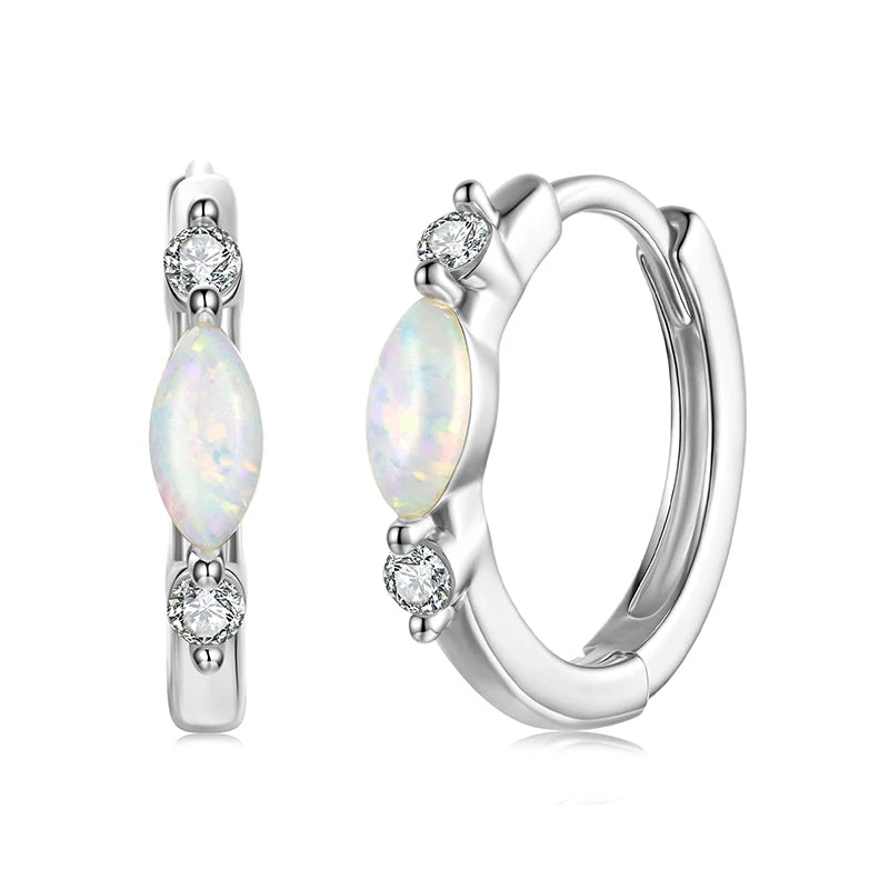 BAMOER Moissanit-Creolen, 18 Karat Gold, ovale Opal-Ohrringe, 925er Sterlingsilber, hypoallergen, Geschenk für Damen