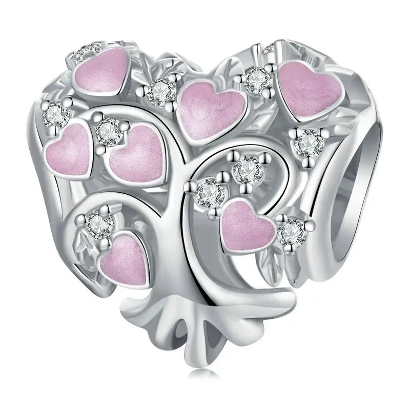 WOSTU Valentine Series 925 Silver Love Heart Charms Key Pendant Murano Glass Bead Fit Bracelet Jewelry Making Gift For Lover Her