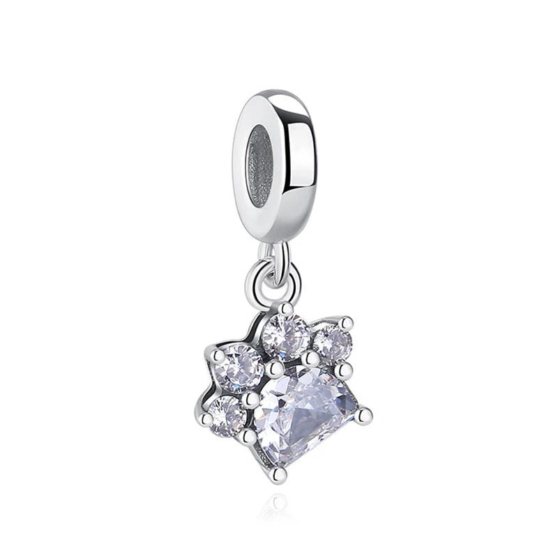 Original 925 Sterling Silver Charms Love Pets Dog Cat Paw Print Pendant Beads Fit Brand Bracelets Necklaces Women DIY Jewelry - Madeinsea©