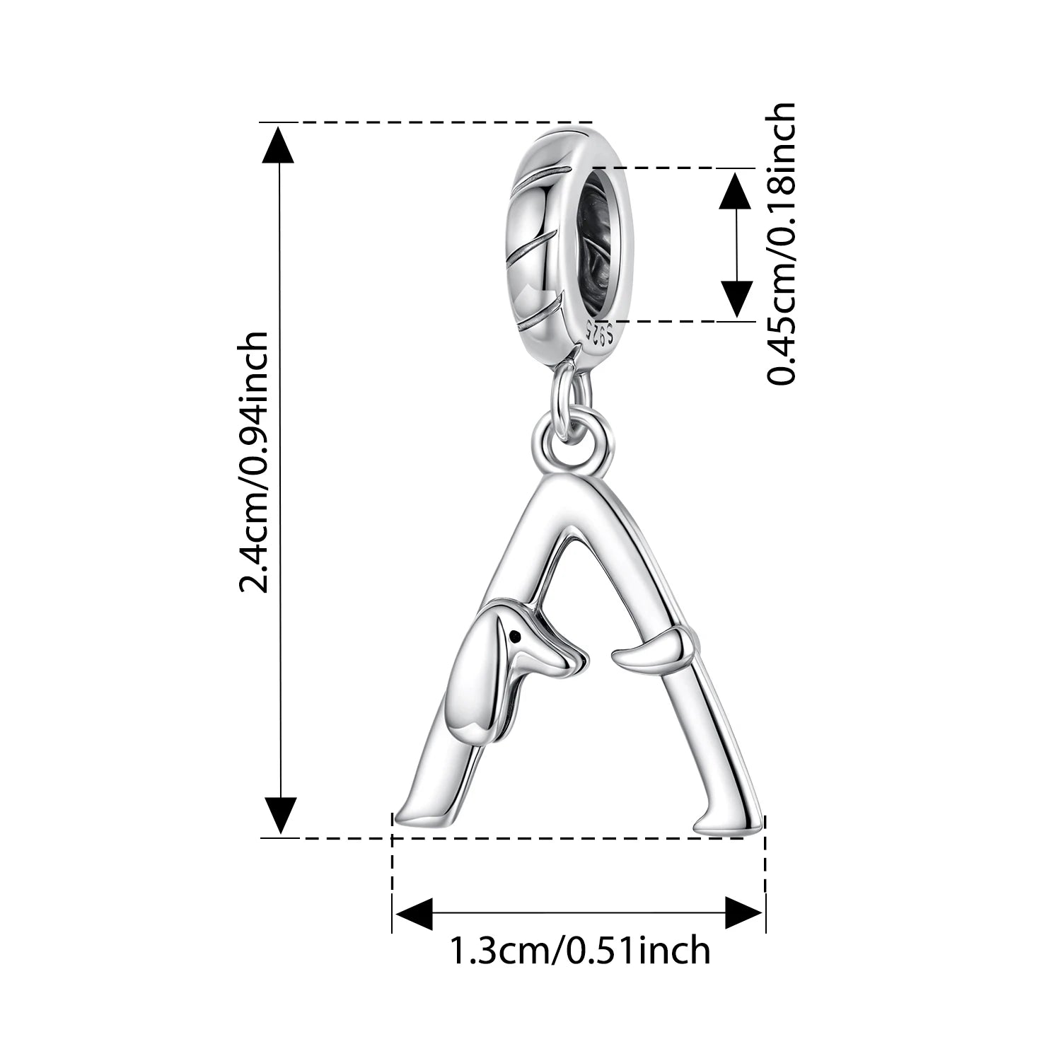 BISAER 100% 925 Sterling Silver Letter Charm Bead Cute Dachshund Dog Pendant For Women DIY Bracelet & Necklace Fine Jewelry Gift