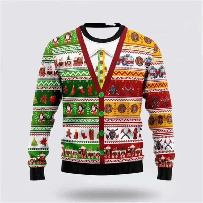 Christmas Fake Lapel Ugly Sweater For Men Hot Popular Loose Pullover Sweatshirt Festival Party Unique Gift Xmas Sweaters 2026