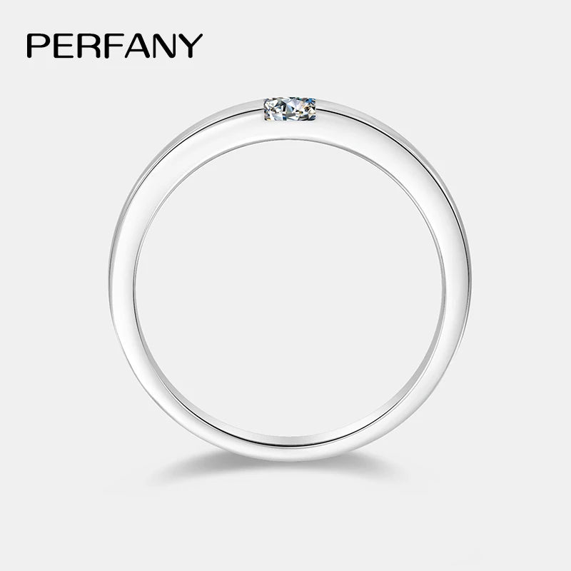 PERFANY 0.3CT Princess Square Cut Moissanite Ring for Men and Women S925 Pure Silver Laboratory Diamond Couple Wedding Jewelry
