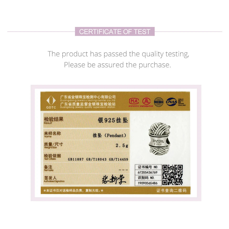 BISAER 925 Sterling Silver Ball Of Yarn Love Of Mom Charms Beads Fit Family Mother's Day Birthday Bracelet DIY Jewelry Gifts