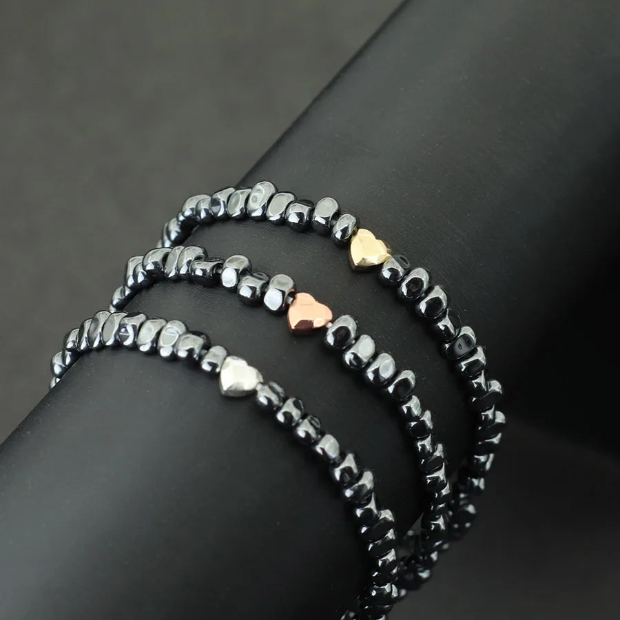 2024 Simple Style Heart Bracelet Unisex Irregular Hematite Healing Braclet Gifts For Lover Gemstone Stretch Beaded Braslet Joias