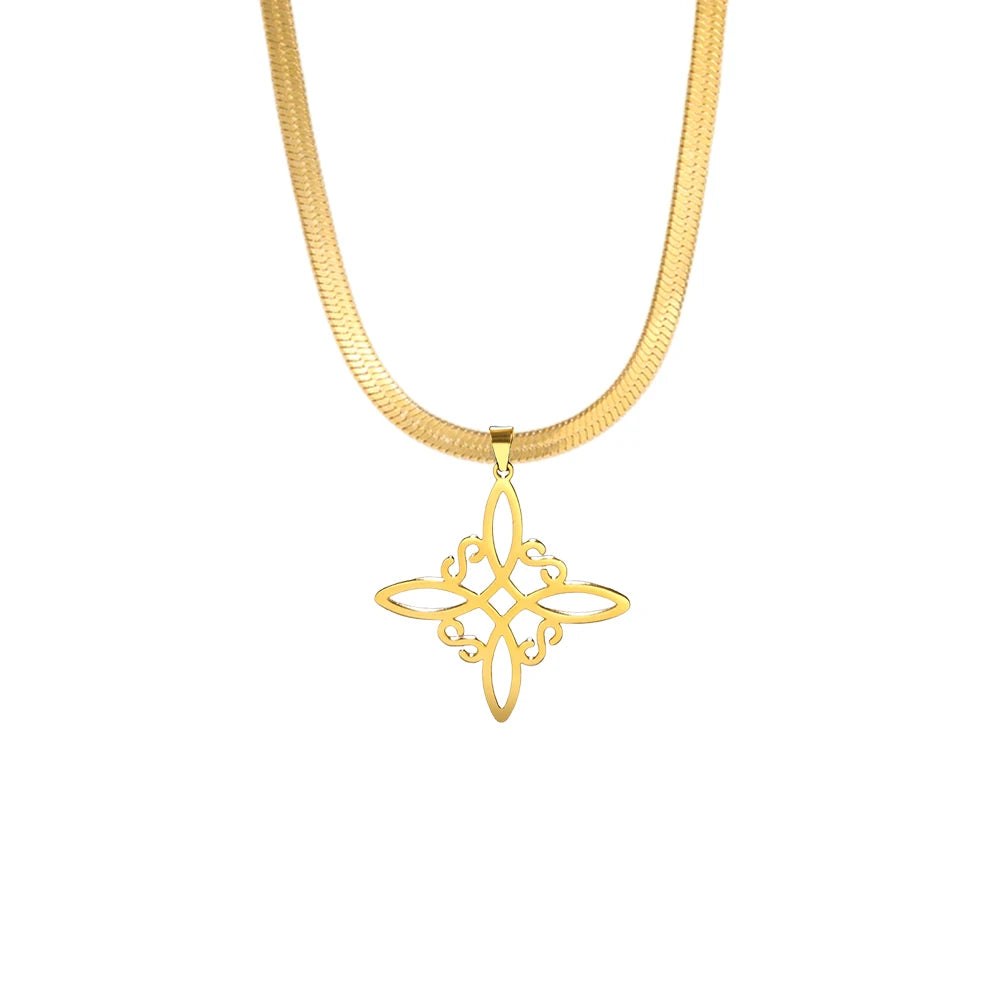 Fashion Witch Knot Necklace for Women Gold Color Stainless Steel Snake Chain Necklace Jewelry Christmas Gift Wholesale