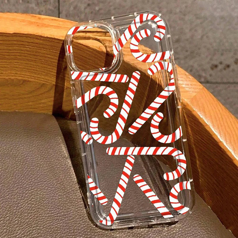 Case for Xiaomi Poco X6 F5 X3 Pro Christmas Candy Sticks and Gingerbread Print Clear Phone Cover for Poco F5 X3 X6 Pro 5G Fundas