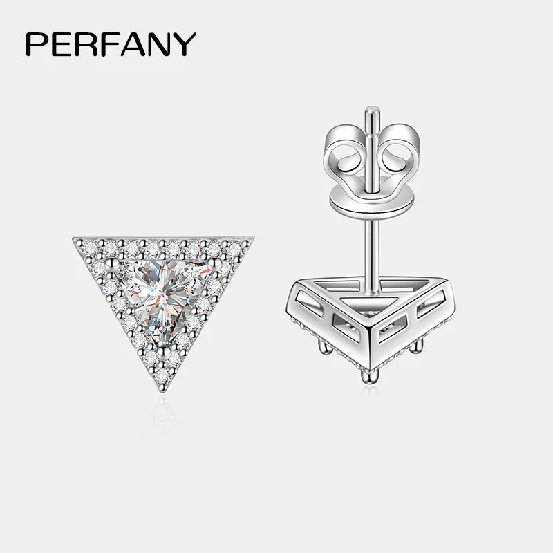 PERFANY 0.5CT Triangular Cut Moissanite Stud Earrings for Women S925 Pure Silver Laboratory Cultivate Diamond Wedding Jewelry - Madeinsea©