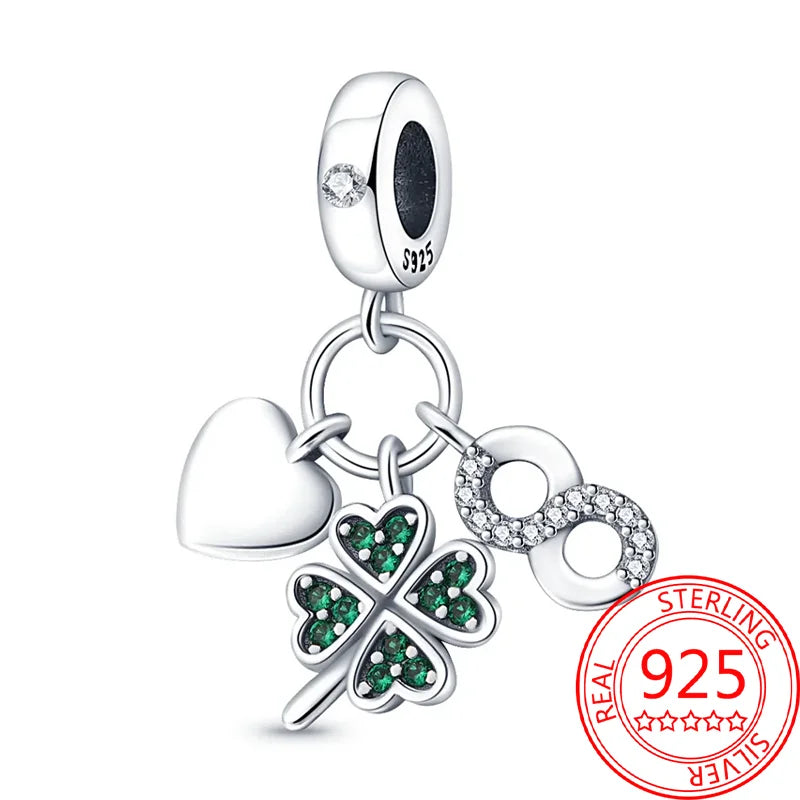 925 Sterling Silver Charm Green Monstera Leaves Charm Fit Bracelet Original Charm Bead for Women Jewelry DIY Making Fine Gift