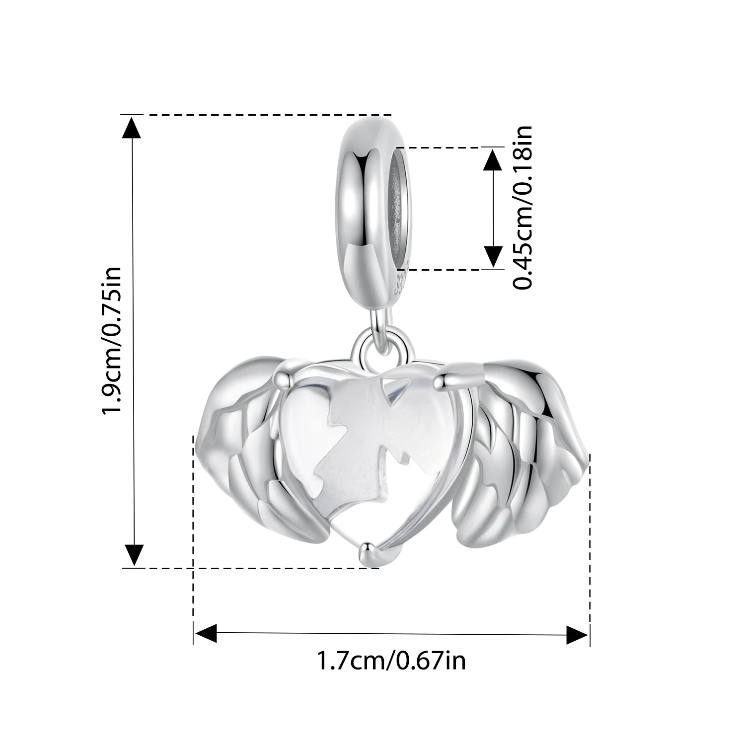 Bamoer Anhänger aus 925er Sterlingsilber, zweifarbig, mit Jungfrau Maria-Motiv, Kreuzanhängern und Flügelperlen, ideal für DIY-Armbänder und mehr.