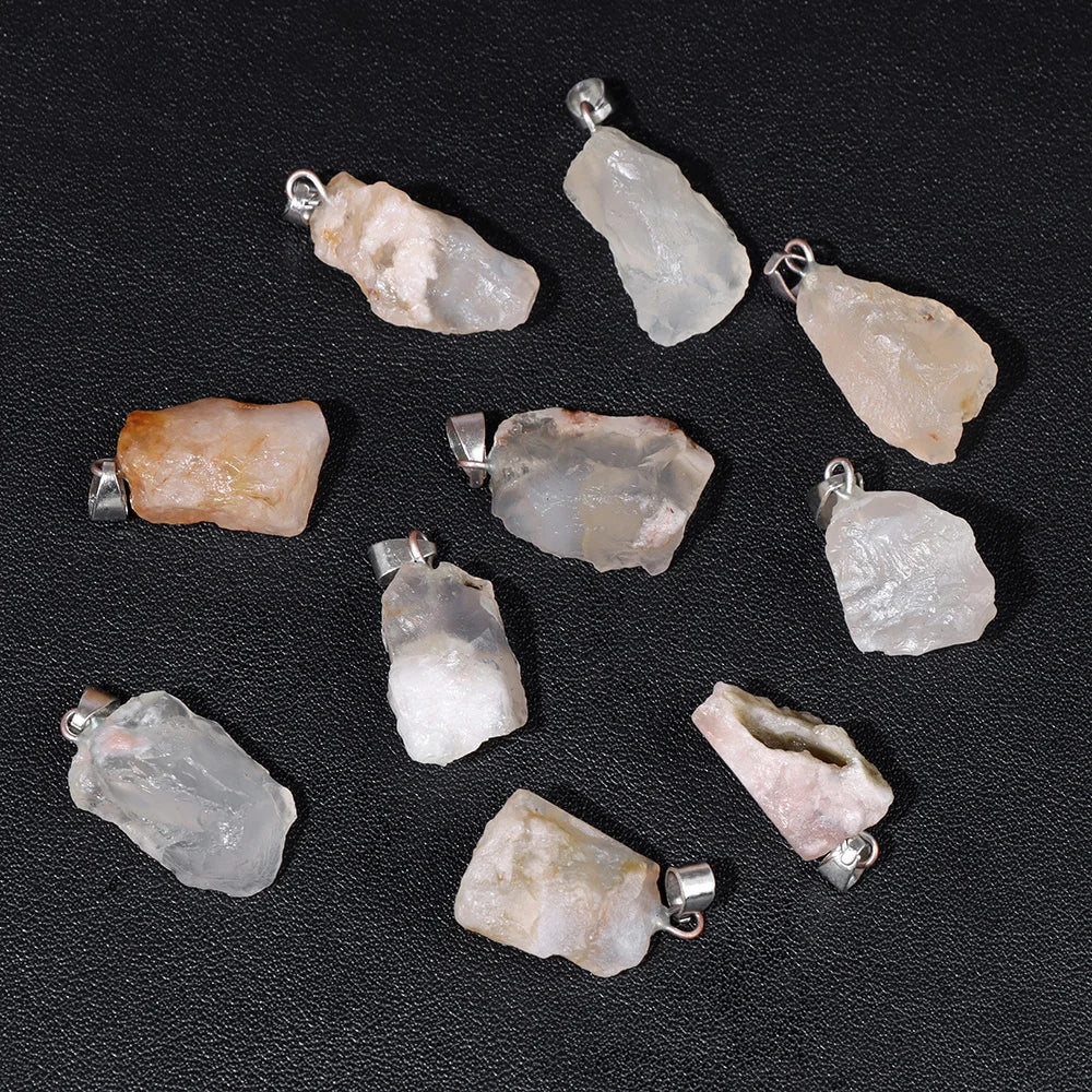 5pcs/lot Natural Stone Pendant Irregular Rough Quartz Crystal Energy Charms For Jewery Making Earrings Necklace DIY Accessories