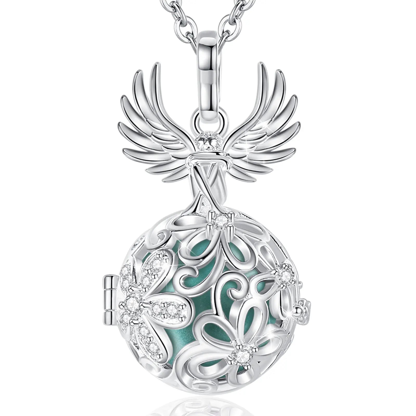 Eudora Collier Bola de Grossesse Necklace 18MM Ball Flower Angel Caller Musical Bell Pendant DIY Jewelry Gift for Pregnant Women
