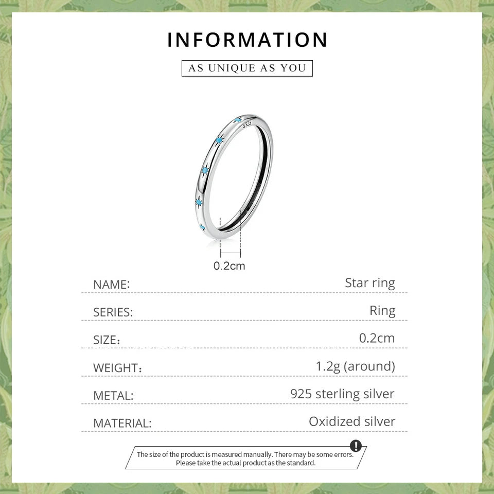 BAMOER Echt 925 Sterling Silber Stern Ring Frauen Türkis Ring Sterling Silber Glück Frieden Schmuck Geschenk