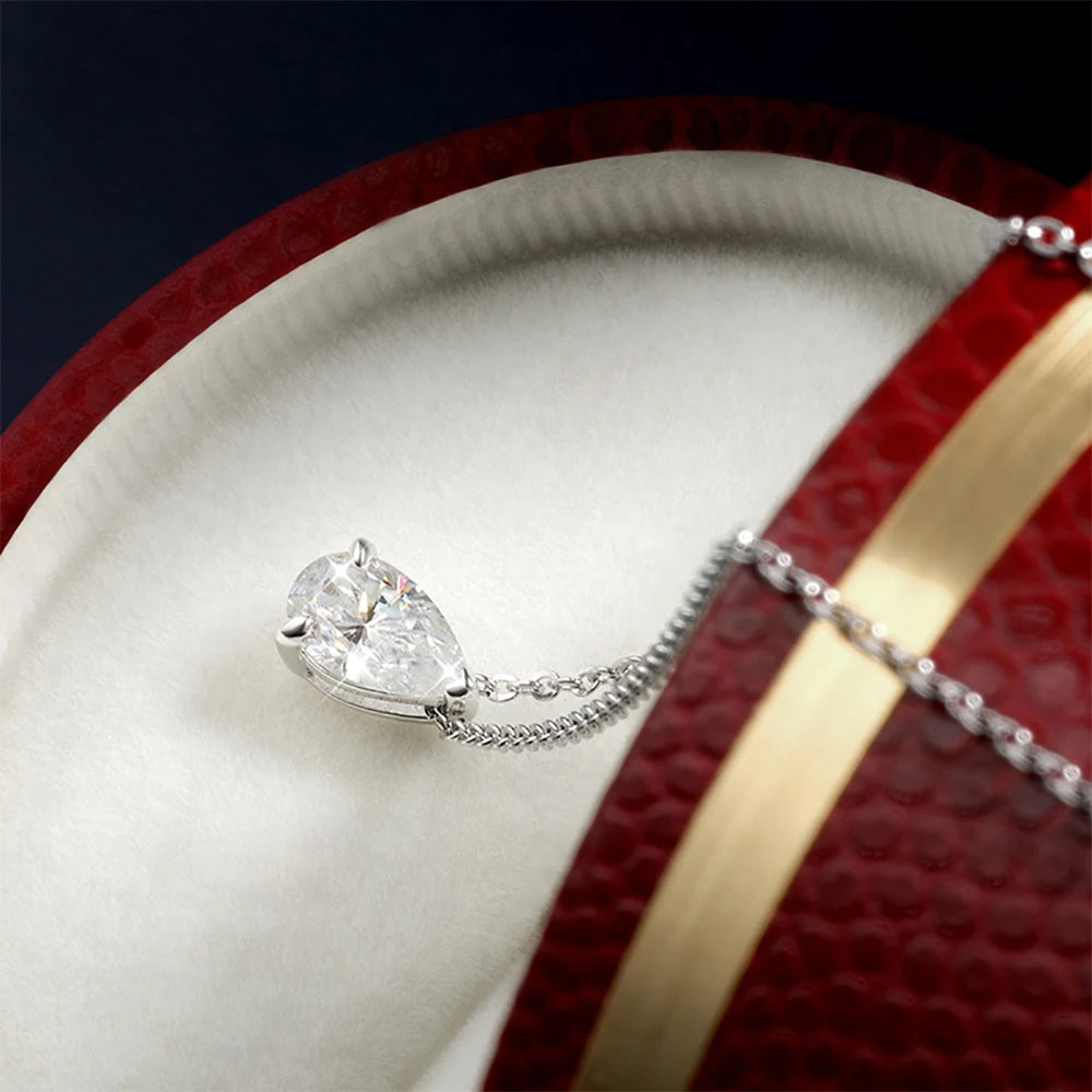 Serenty 1-4ct Pear Cut D VVS1 Moissanite Necklace for Women Gift Pure S925 Sterling Silver Water Drop Pendant NecK Chain Jewelry - Madeinsea©
