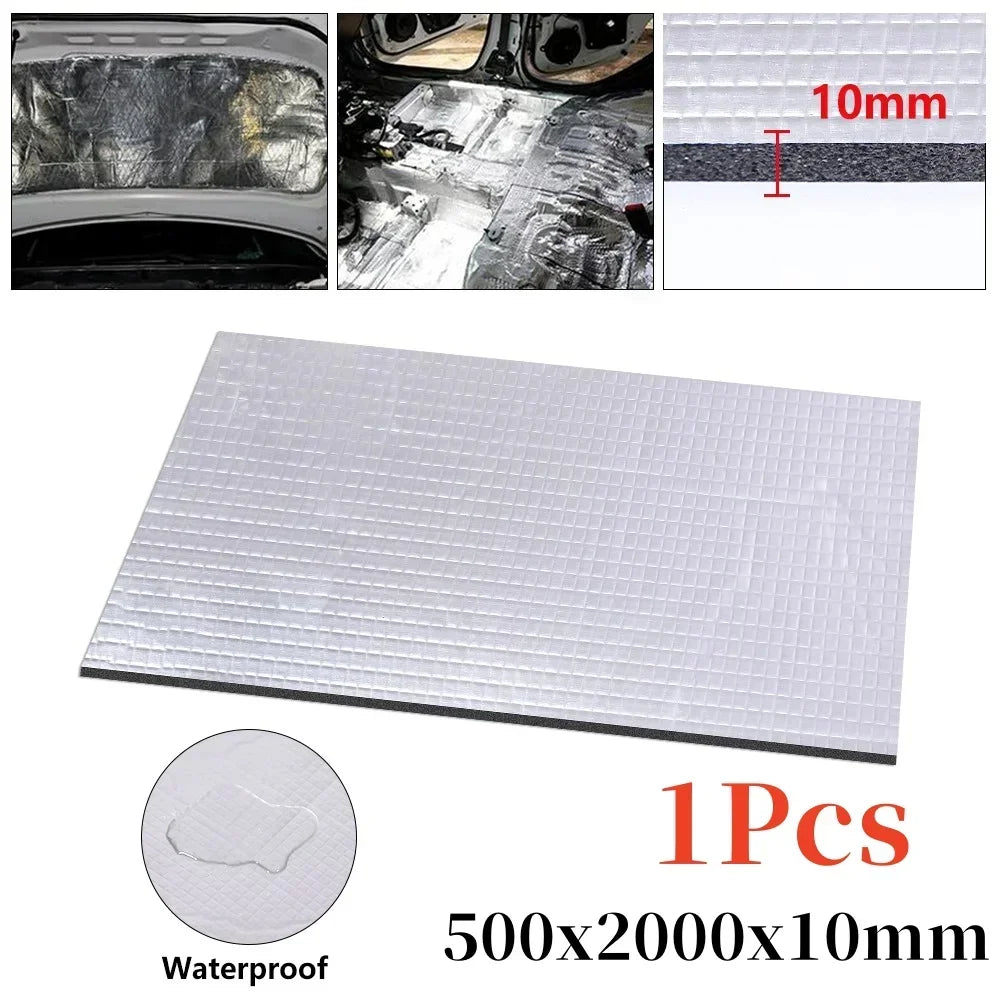 10mm Thick Aluminum Fiber Muffler Cotton Car Auto Fender Heat Sound Deadener Insulation Mat Sound Proofing Mat Pad 20X500cm