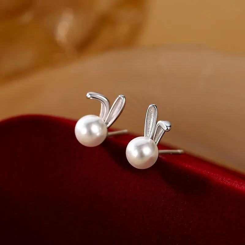 Fashion Shiny Zircon Rabbit Stud Earrings For Women Lovely Animal Bunny Rhinestone Earring Girls Wedding Party New Year Jewelry