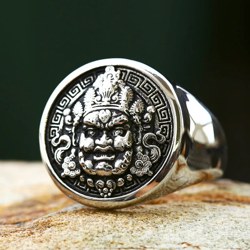 BEIER 2024 Nouveau Style 316L Acier Inoxydable Jaune Jambhala Anneau La Bague Bouddhiste Kylin Bijoux En Gros