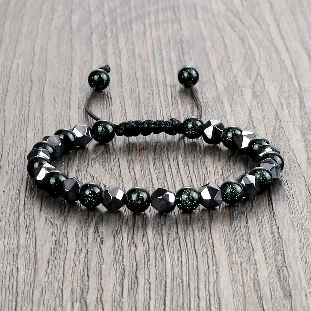 Herren-Armband mit unregelmäßigen Hämatitperlen, Damen-Armband mit 4, 6 oder 8 mm großen, natürlichen Lava-Tigeraugenperlen, modischer Freundschaftsschmuck