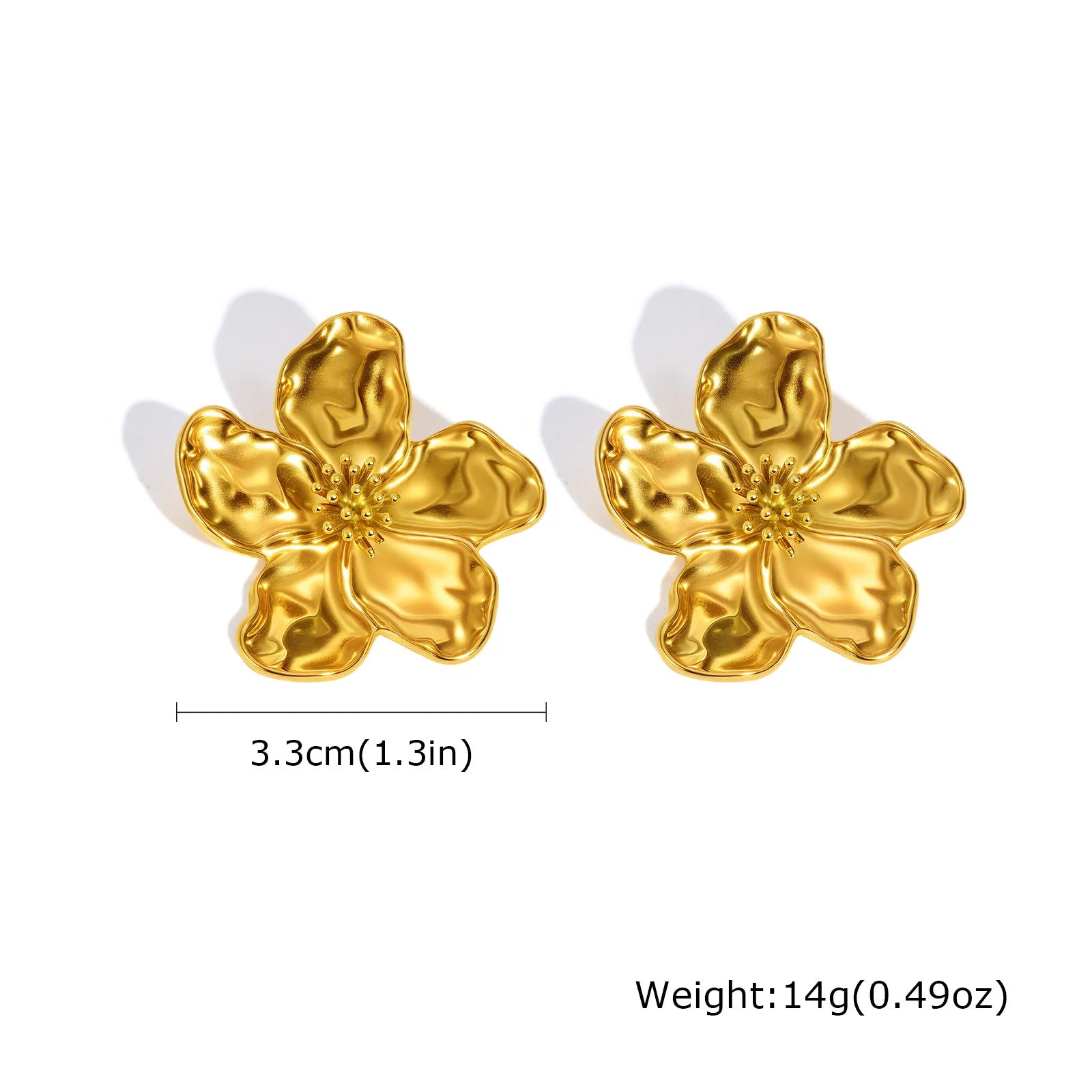 Vnox Gold Plated 3D Flower Earrings for Women Girls,Simulated Pearl Centered Floral Earrings,Waterproof Summer Holiday Jewelry
