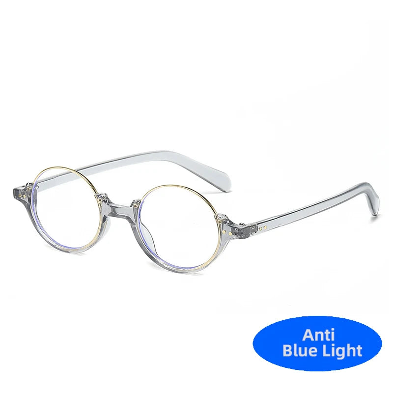 2025 Vintage Halbrahmen Runde Anti Blaulicht Brille Klare Linse Mode Kunststoffrahmen Brille Optische Männer Frauen Brillengestell