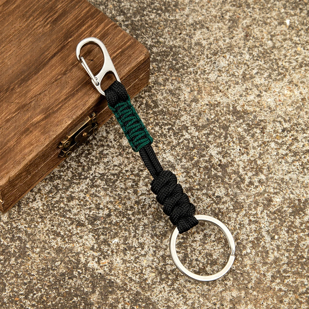 MKENDN Double Buckle Keychain Men Women Hand-woven Outdoor Rock Climbing Paracord Snake Knot Keychains Emergency Metal Key Rings - Madeinsea©
