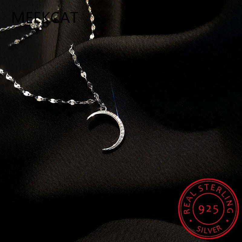 Authentic 925 Sterling Silver Fashion Dazzling CZ Moon Star Bracelet Anklets For Women Fine Silver Jewelry Gift DA623