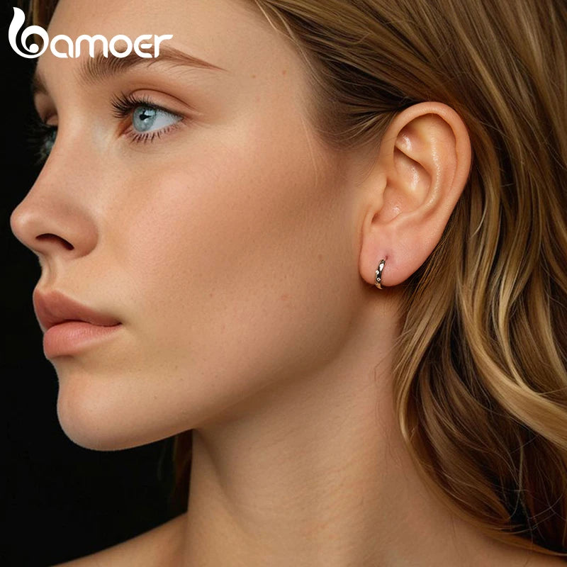 BAMOER Huggie earrings for women Ear Cuff Moissanite Hoop Earrings Hypoallergenic 925 Sterling Silver Earrings with Gold Plated