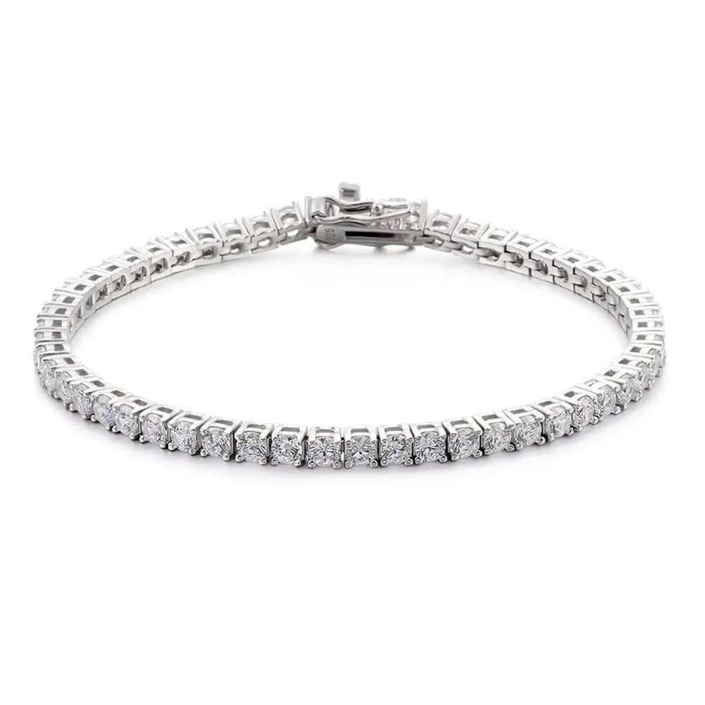 2mm 3mm 4mm D Color VVS1 Moissanite Tennis Bracelet For Women Man 925 Silver Sparkling Hand Chain Anniversary Gift Fine Jewelry