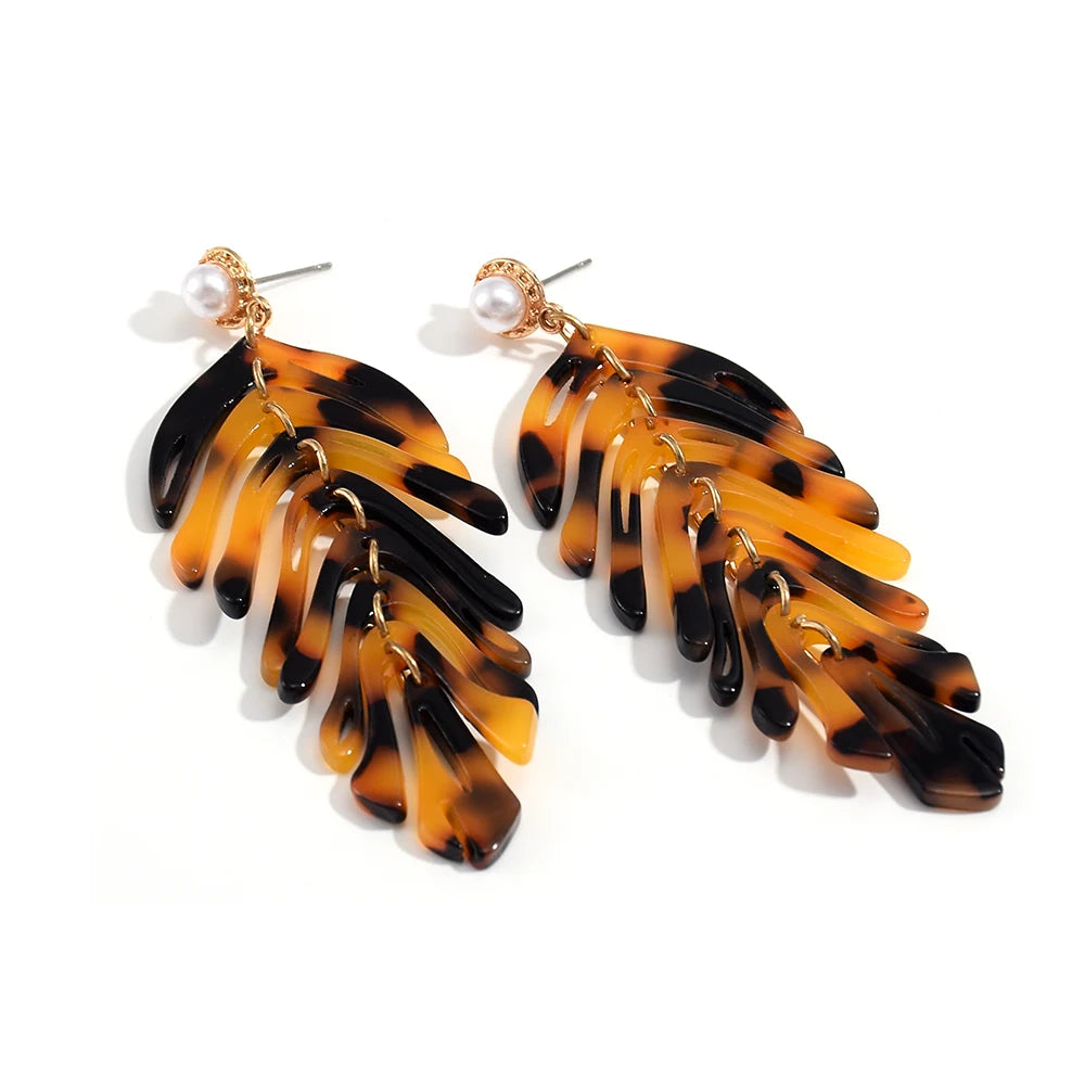 Statement Acrylic Long Earrings Fashion Trend Leaf-Shaped Drop Earring Fine Jewelry Accessories For Women Wholesale