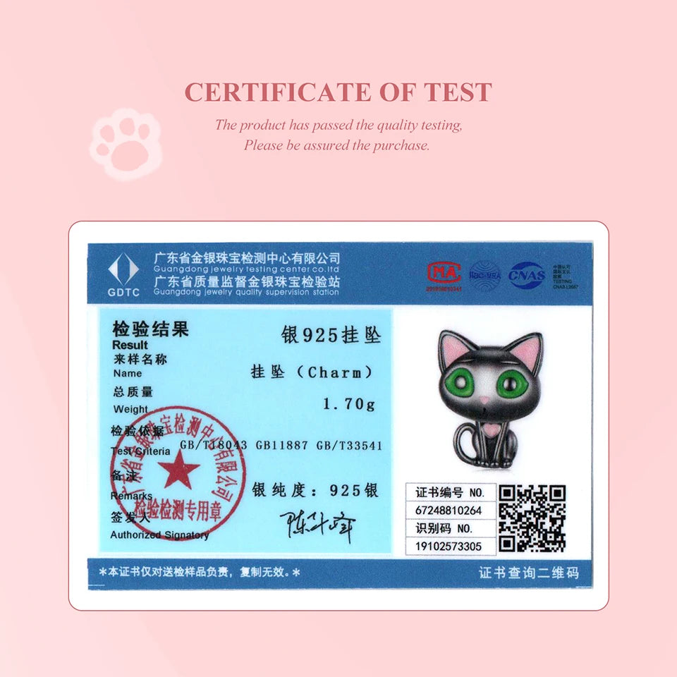 BAMOER Solid 925 Sterling Silver Black Cat Charm Bead fit Original Bracelet & Necklaces Jewelry DIY bamoer Animal Charm