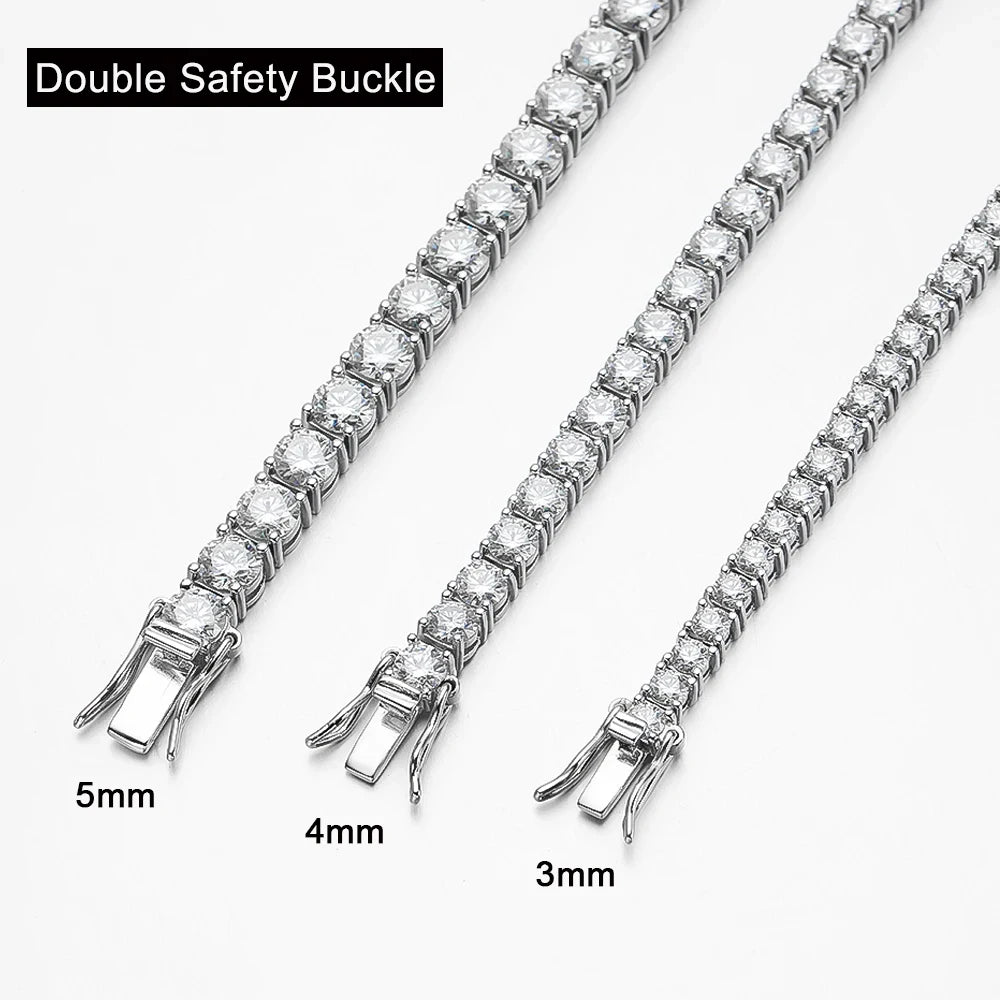 Serenity 3mm 4mm 5mm D Color Moissanite Tennis Bracelet Women Man 100% 925 Sterling Silver Plated 18K Lab Diamond Hand Chain GRA - Madeinsea©