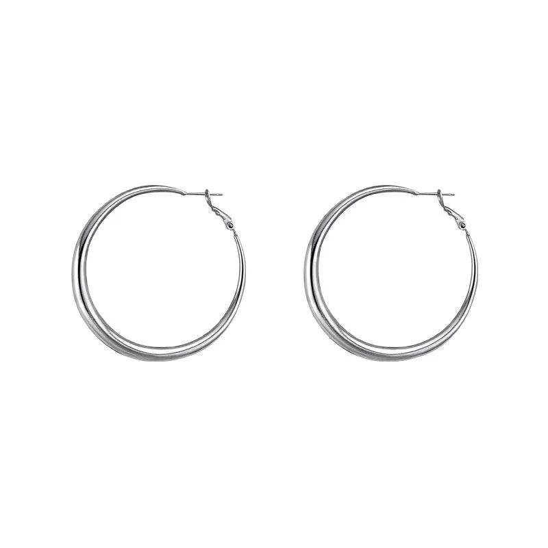 BF CLUB 925 Sterling Silver Earrings For Women Trendy Simple Big Round Earring Jewelry Prevent Allergy Party Accessories