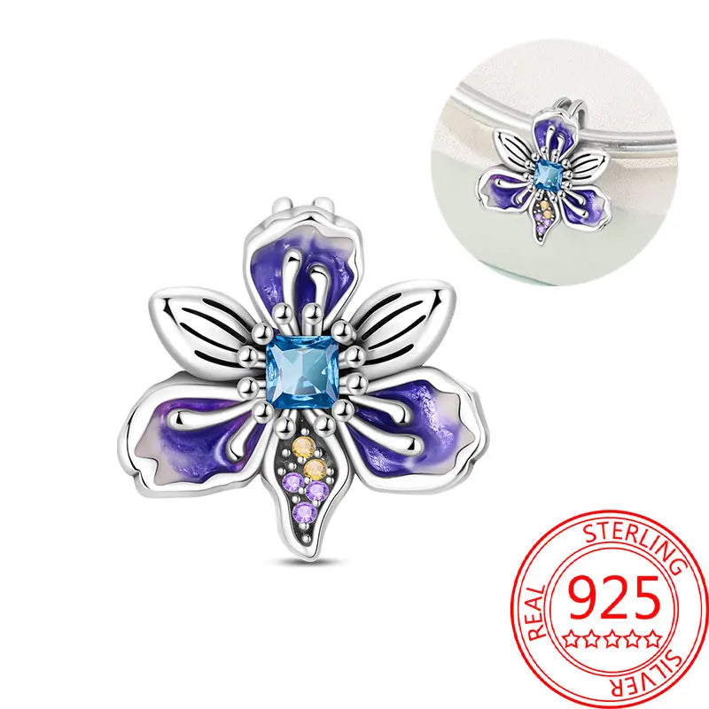 925 Sterling Silver Charm Green Monstera Leaves Charm Fit Bracelet Original Charm Bead for Women Jewelry DIY Making Fine Gift