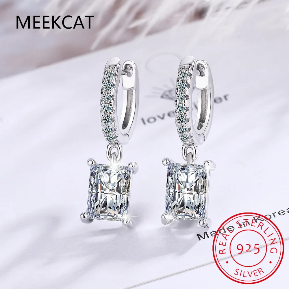 D Moissanite 3ct Earrings 925 Sterling Silver Original Certified Moissanite 1ct Hoop Drop Dangle Earrings 2ct Huggie for Women