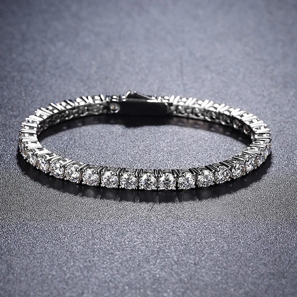 2mm 2.5mm 3mm 4mm 5mm Moissanite Tennis Bracelet for Women Men 100% S925 Sterling Silver Hidden Spring Lock Bracelet Plated 18K - Madeinsea©