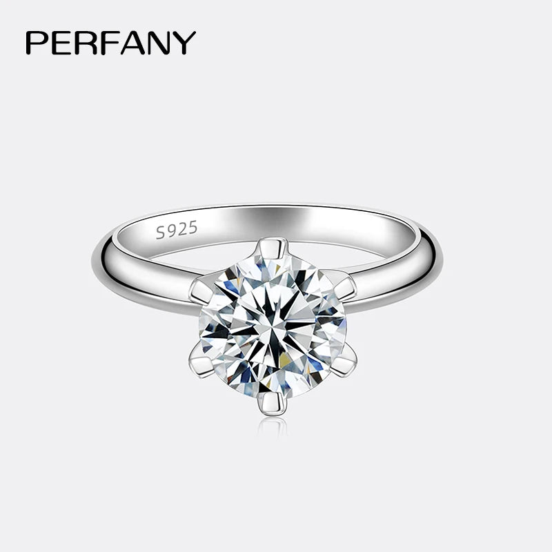 PERFANY 1-5CT Moissanite Ring for Women S925 Pure Silver Classic Six Claw Laboratory Diamond GRA Certified Ring Wedding Jewelry - Madeinsea©