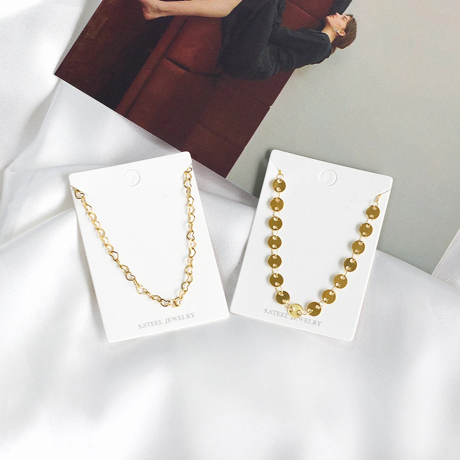 LUXUSTEEL Heart Necklaces Stainless Steel Hollow Out Chain Gold Color Ladies/Girl Fashion Jewelry Accessories