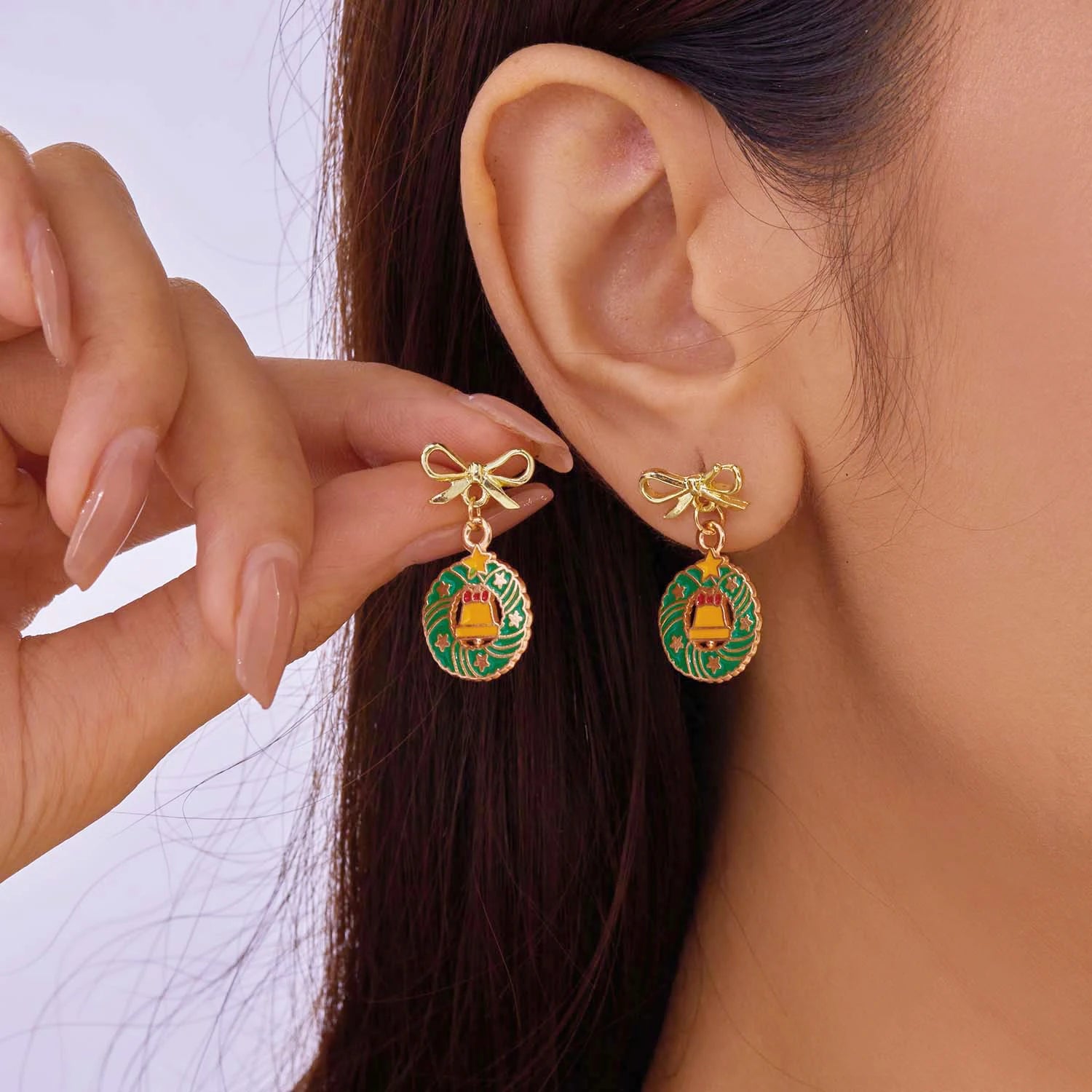 New Lovely Red Christmas Hat Charm Earring for Women Crystal Zircon Santa Claus Snowflake Xmas Tree Dangle Earring Party Jewelry