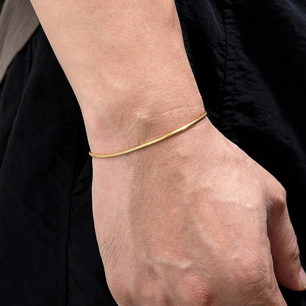 MKENDN 1.5mm Minimalist Stainless Steel Octagonal Chain Bracelet Fashion Men Women Biker Jewelry Gifts - Madeinsea©