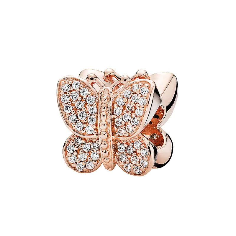 Hot Selling Rose Gold Series Leaf Bead Key Lock Pendant Suitable For European Original Bracelet DIY Exquisite Jewelry S925 Silve