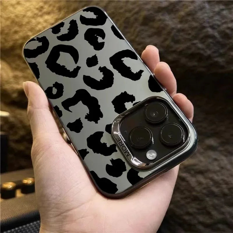 Leopard Print Electroplate Silver Phone Case for Xiaomi 14T Pro Cases Mi 13 12 11 Lite 14 13T 12T Poco M6 X5 X6 F5 F6 Pro Cover - Madeinsea©