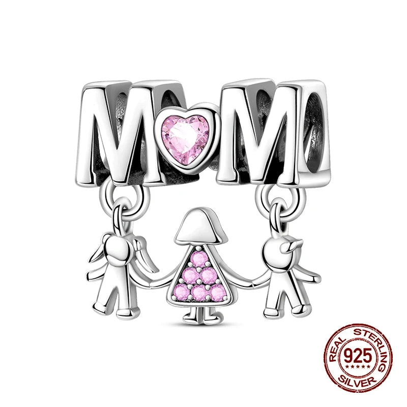 Fashion 925 Sterling Silver Heart Shape Tree Of Life Mother Sister Hug Charms Beads Fit Original Bracelets Fine DIY Jewelry Gift