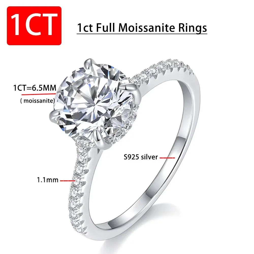 Serenity 1ct 2ct 3ct 4ct D Color Moissanite Rings For Women Man Gift 100% S925 Sterling Silver Eternity Rings Plated 18K Jewelry - Madeinsea©