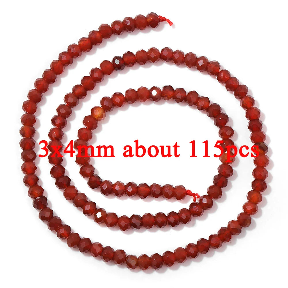 Wholesale Natural Red Carnelian Stone Bead Round Rondelle Coin Agat Loose Spacer Beads For Jewelry Making Bracelet Necklace DIY
