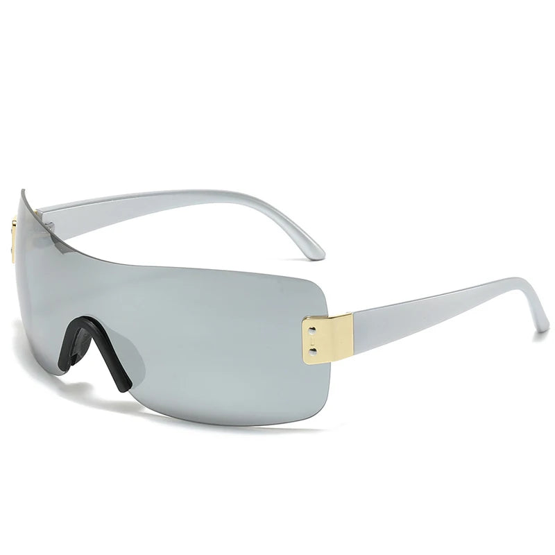 Luxury Brand Design One-Piece Y2K Rimless Punk Sunglasses Goggle Women Men Luxury Brand Wrap Around Sun Glasses Eyewear Sports