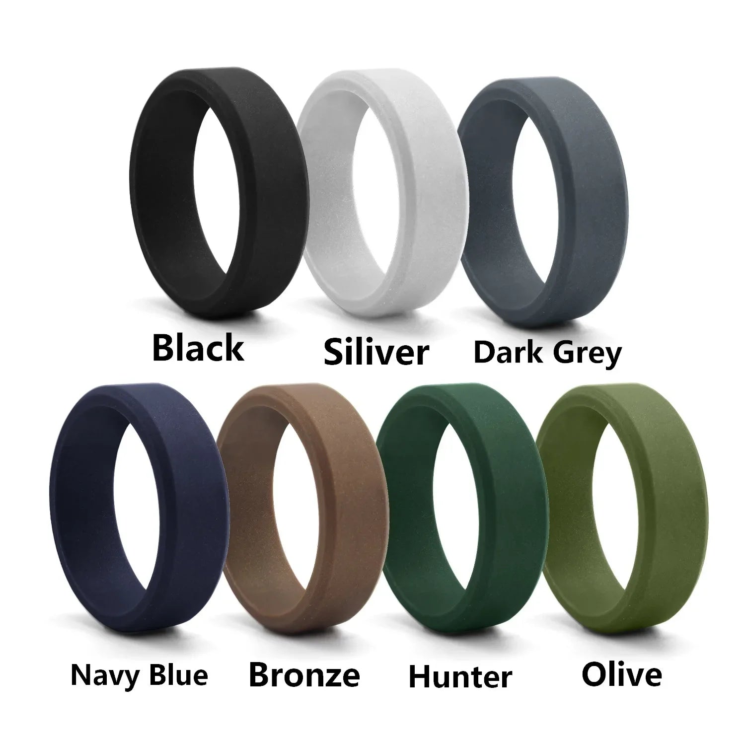 1pc 8mm New Sports Rings Hypoallergenic Mens Wedding Silicone Finger Ring Gift For Men 7-14 Size Outdoor Running Jewelry