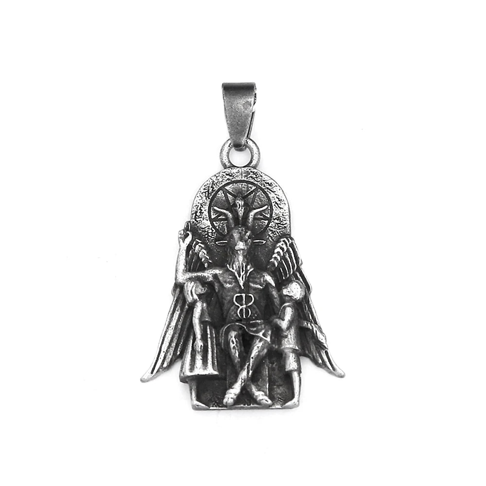 New Vintage Lucifer With Anubis Charm Pendant 316L Stainless Steel Baphomet Goat Satanic Necklaces For Men Amulet Jewelry Gifts