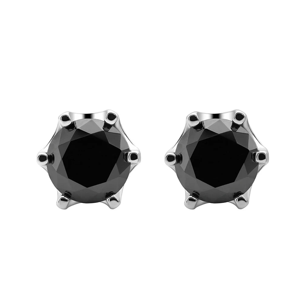 Serenity 5mm 6.5mm Real Black Moissanite Screw Earrings For Women Wedding Bridal 100% S925 Sterling Silver Earrings Fine Jewelry