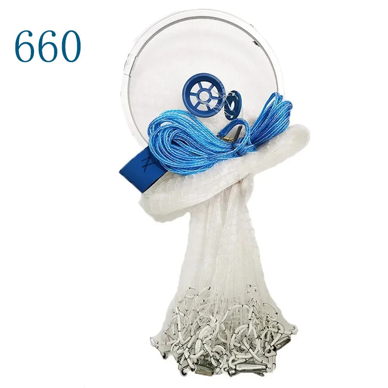 Lawaia Nylon Fishing Net Transparent Fishing Line Casting Network with Steel Pendant Aluminum Ring Carp Fishing Equipment